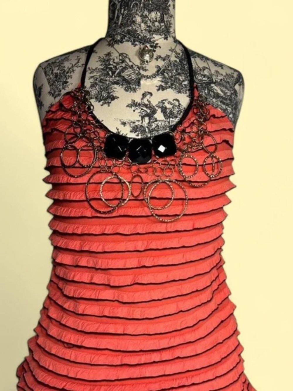 y2k rampage ruffle top with chain neckline